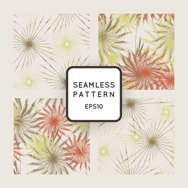 Vector set of seamless geometric patterns of stylized dandelions - Wektor, obraz