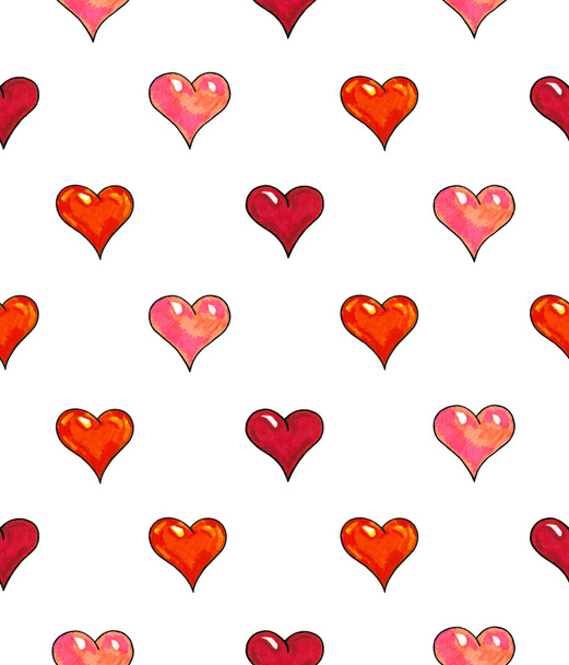 Hearts on a white background. Seamless pattern for design. Animation illustrations. Handwork - Fotó, kép
