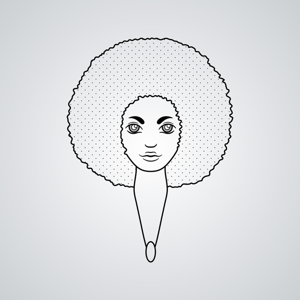 Bir Afrika tarzı gür saçlı bir kadın portresi. Vektör. Saç modelleri. - Vektör, Görsel