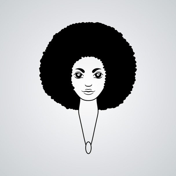 アフリカのスタイルで豊かな髪を持つ女性の肖像画。ベクトル. - ベクター画像