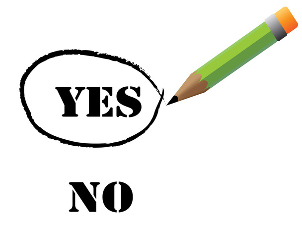 Vector illustration of green pencil choosing yes - Вектор, зображення