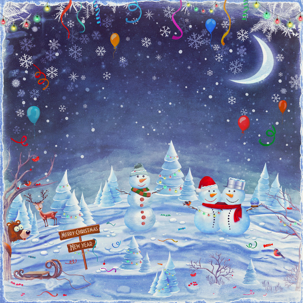 Merry Christmas and Happy new year background - Photo, Image