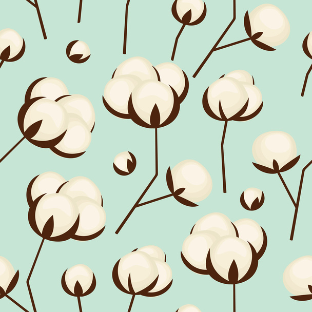 Flores de algodón patrón sin costura
 - Vector, Imagen