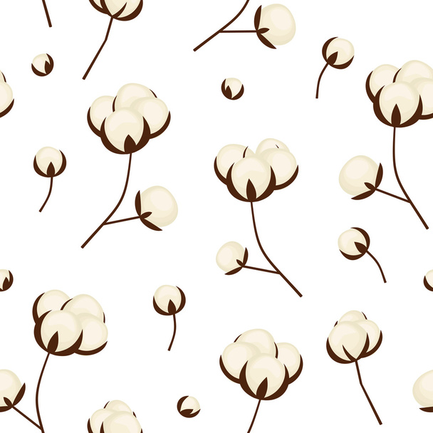 Cotton flowers seamless pattern - Vector, Image