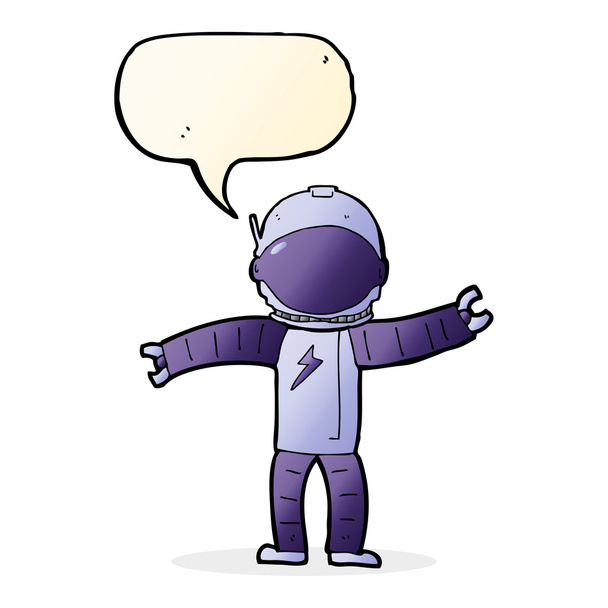 astronauta de dibujos animados con burbuja de habla
 - Vector, imagen