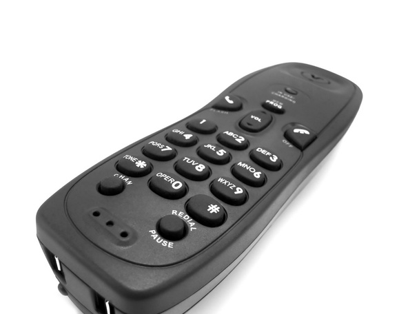 Modern black handset phone isolated on white - Φωτογραφία, εικόνα