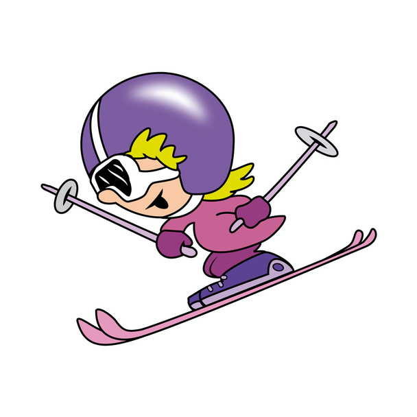 Niña esquiando
 - Vector, imagen