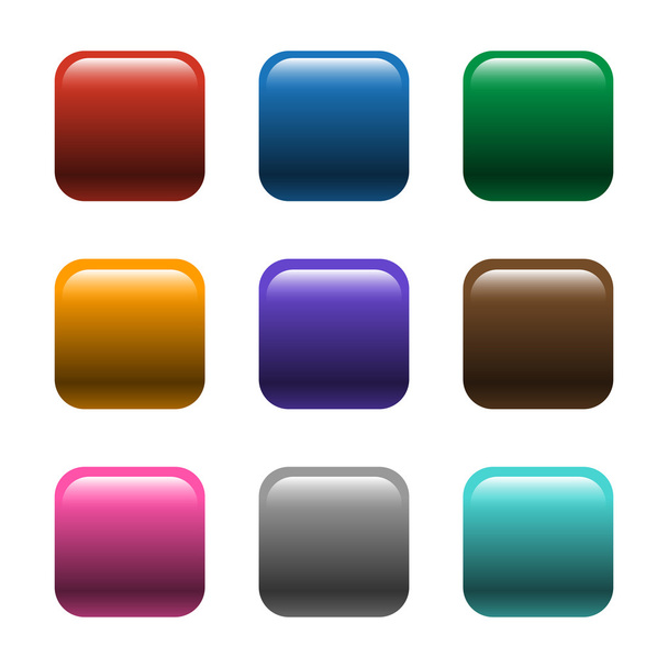 光沢のある正方形の色ボタンのベクトル - ベクター画像