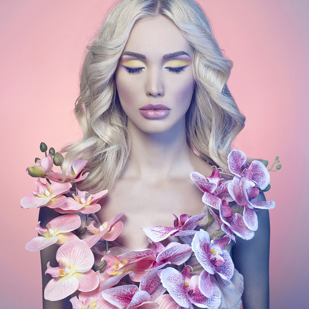 orchid flowers.spring beauty girl  - Foto, immagini