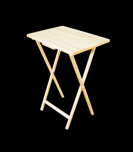 Wooden folding table on black background, clipping path - Photo, Image