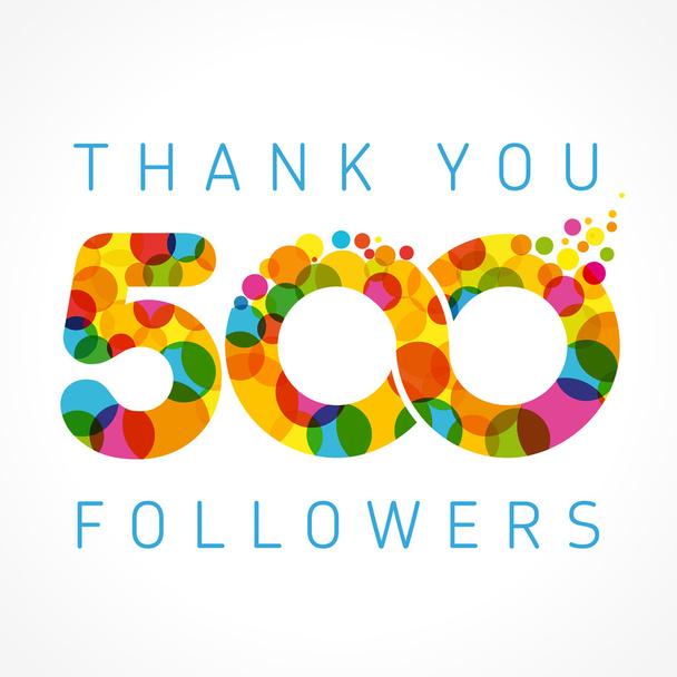 500 Follower farbige Zahlen - Vektor, Bild