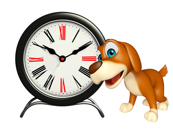 lindo perro personaje de dibujos animados con reloj
 - Foto, Imagen