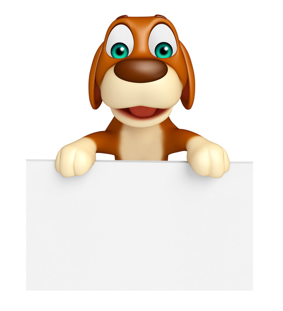 niedlichen Hund Cartoon-Figur mit weißem Brett - Foto, Bild
