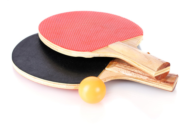 Ping-pong rackets and ball, isolated on white - Fotografie, Obrázek