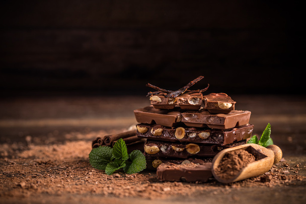 Chocolate with nut - Photo, Image