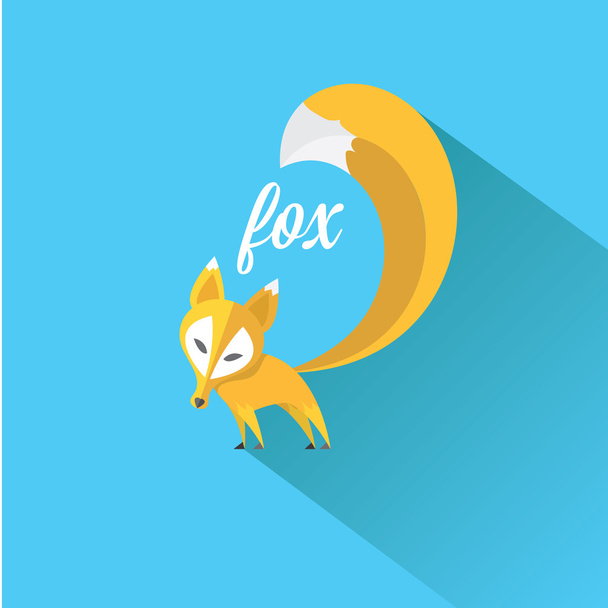 vector little fox. fox flat icon - Vector, Image