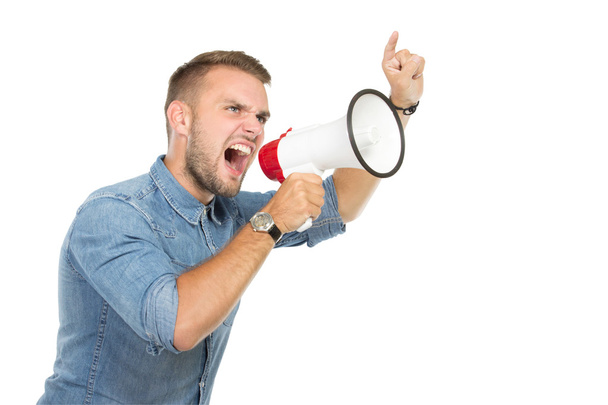 man shouting through megaphone - Фото, зображення