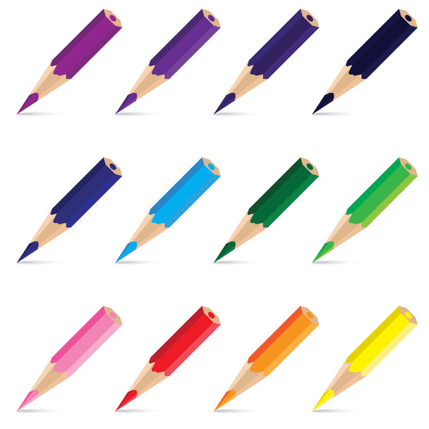 Colorful pencil isolated on white background. Beautiful pencil on design. - Vector, afbeelding