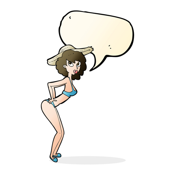 dessin animé pin-up beach girl avec bulle de parole
 - Vecteur, image