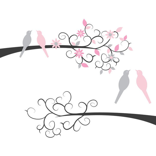 Birds on Branches - Vector, Image