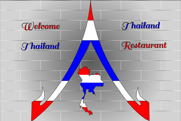 Welkom in Thailand restaurant met Thailand kaart - Vector, afbeelding