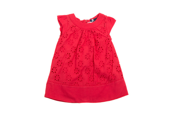κομψό κόκκινο παιδιά φόρεμα του καλοκαιριού, απομονωμένες - Φωτογραφία, εικόνα