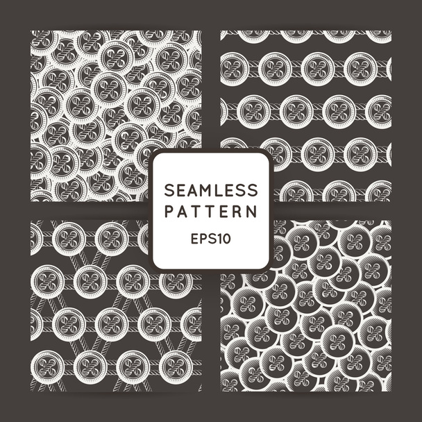 Set of vector seamless patterns with buttons. - Vector, Image