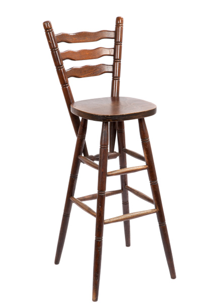 Stará dřevěná Barová židle, izolovaných na bílém - Fotografie, Obrázek