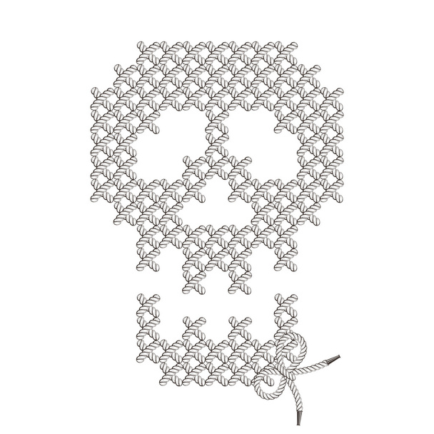 Vector illustration with the image of knit woven, embroidered skull. Macrame. - Wektor, obraz