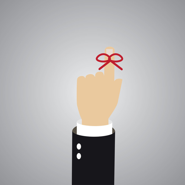 hand with red ribbon on finger - Vector, Image