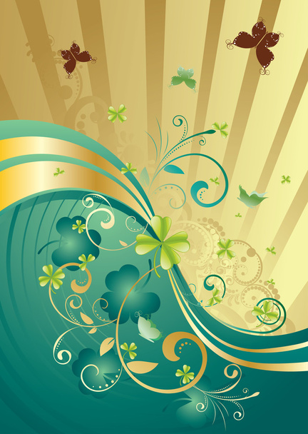 Φόντο χρυσό και πράσινο τριφύλλι - Διάνυσμα, εικόνα