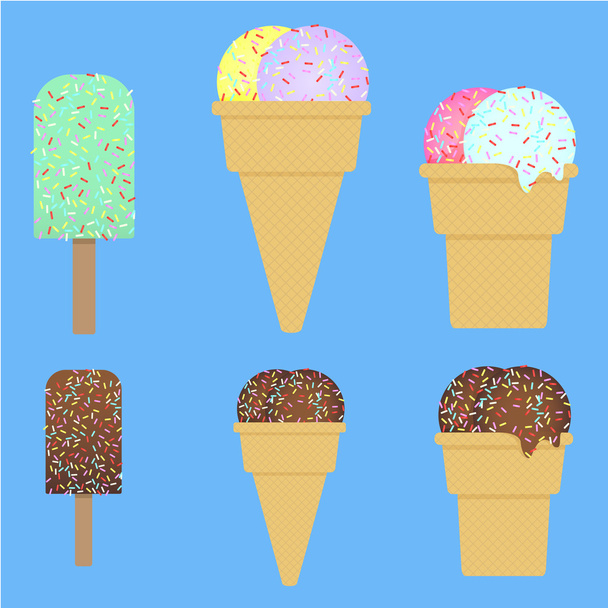 Ice cream set sweet vector illustration - Vector, Image