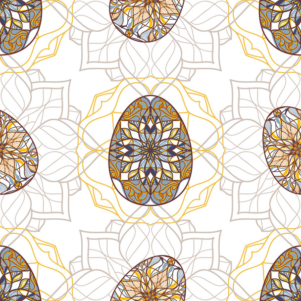 Vector seamless texture. Easter eggs with oriental ornaments. Pattern with decorative elements to Easter - Vector, Image