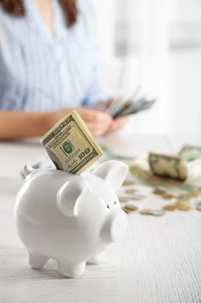 money and piggy bank closeup - Photo, Image