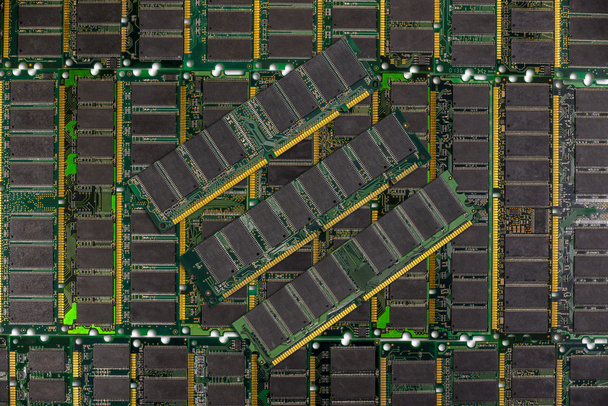 DDR Ram, bilgisayar bellek modülleri arka plan cips. - Fotoğraf, Görsel
