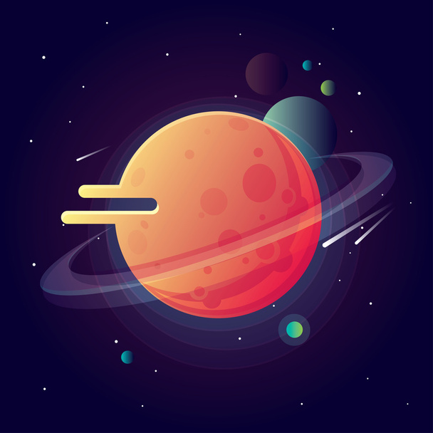 Colorful planets and speeding comets. - Vector, Image
