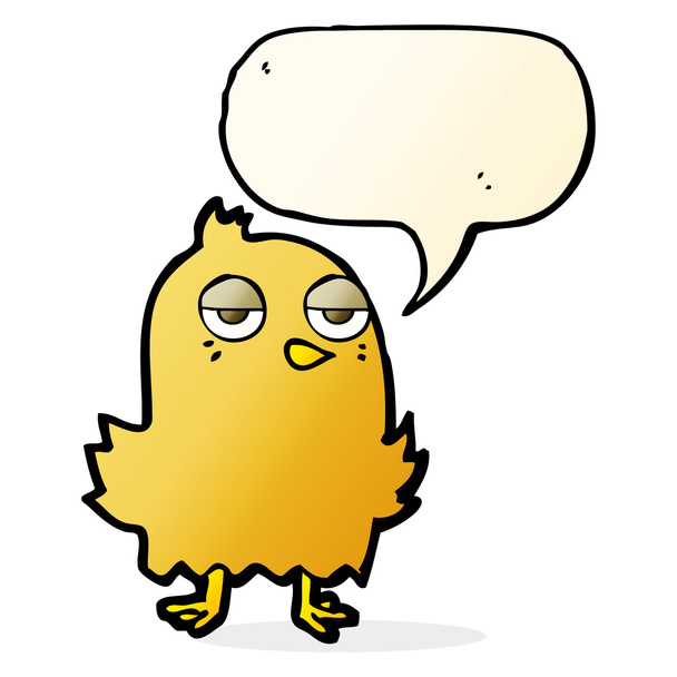 Karikatur gelangweilter Vogel mit Sprechblase - Vektor, Bild