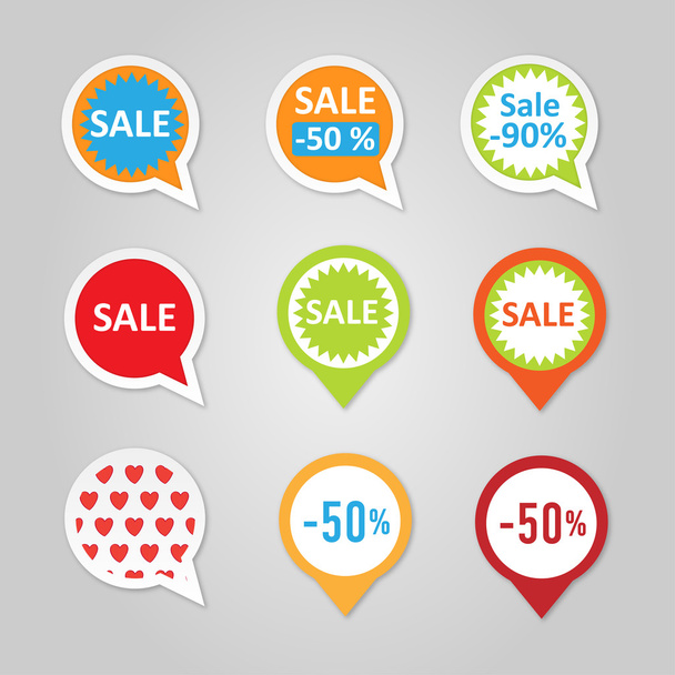 Set de pegatinas con mensajes de venta. Ilustración vectorial
 - Vector, imagen
