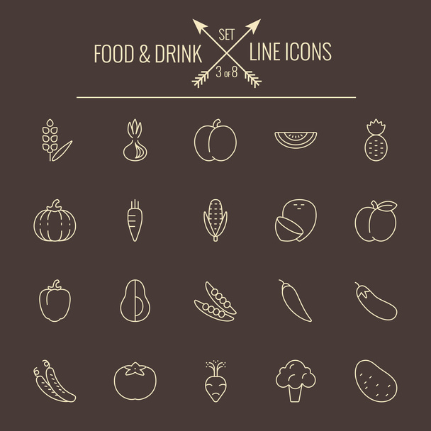 Набор икон "Еда и напитки". - Вектор,изображение