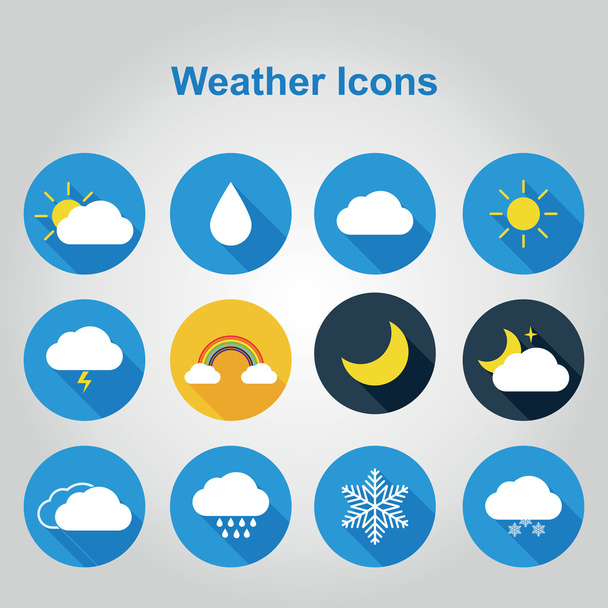 Flat color weather icons - Вектор,изображение