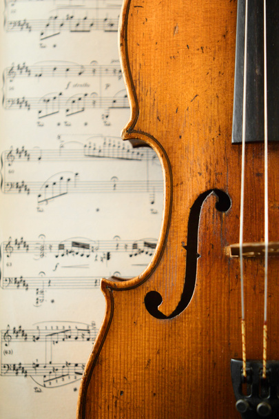 parte de un violín antiguo
 - Foto, Imagen