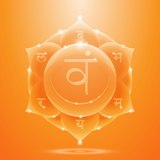Oranje glanzend svadhisthana chakra banner - Vector, afbeelding