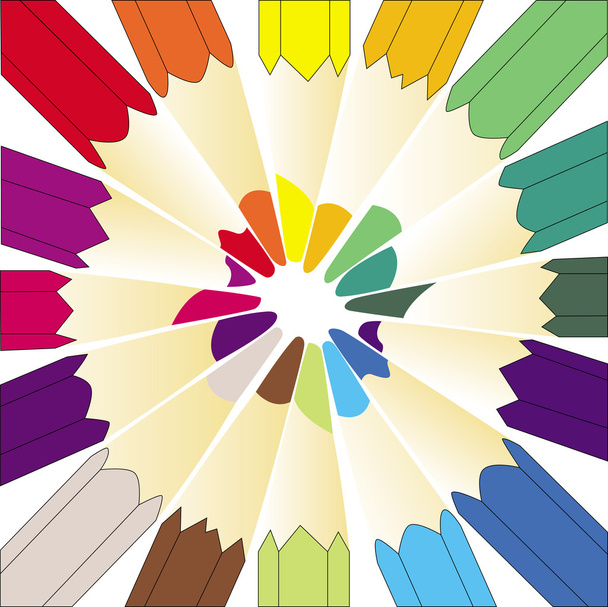 虹のカラフルな鉛筆 - ベクター画像