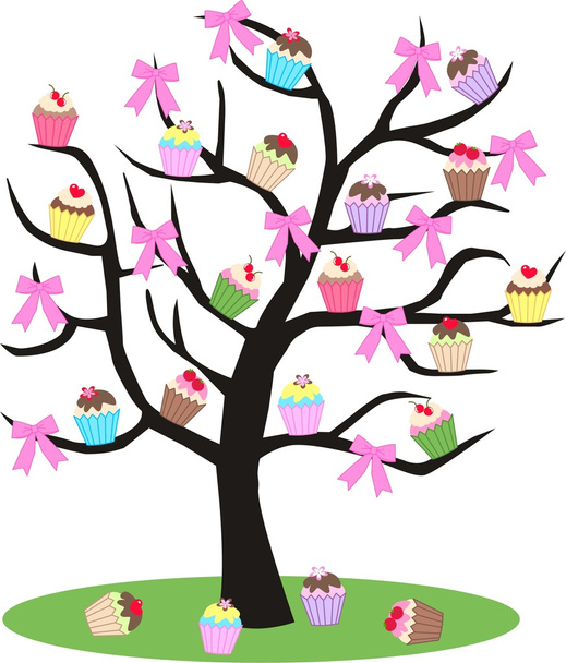 cupcake δέντρο - Διάνυσμα, εικόνα
