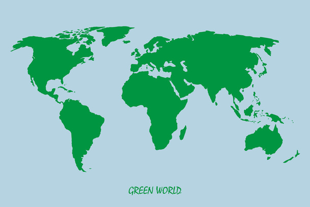 Карта мира в зеленом на синем фоне
 - Вектор,изображение