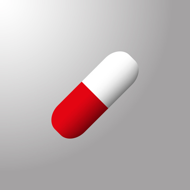 rot weiße Gelatine Tablette auf dem grauen Hintergrund - Vektor, Bild
