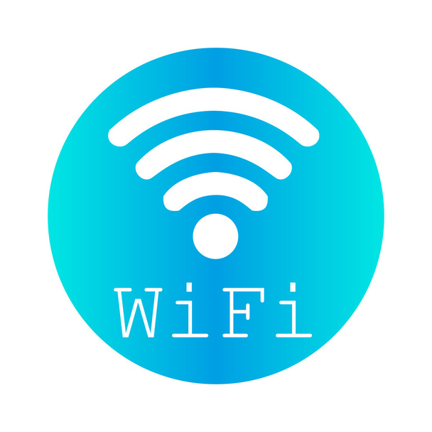Logo WiFi en un círculo azul sobre un fondo blanco
 - Vector, Imagen