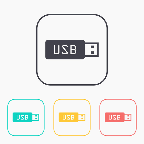 icon of usb stick color set - Vektor, Bild