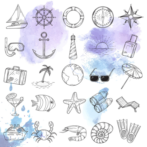 Nautical icons set. - Vetor, Imagem