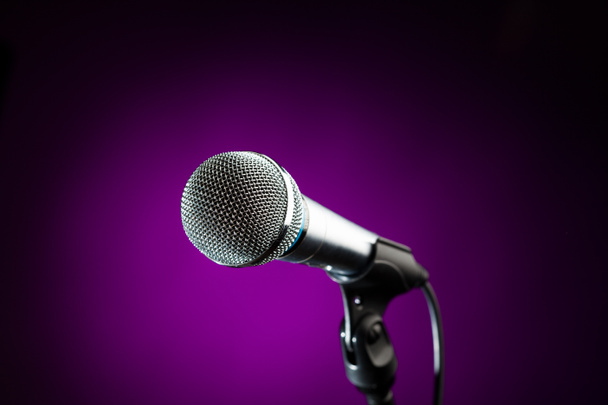 Microphone against the purple background - Photo, Image